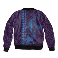 Aloha Hawaii Whale Kakau and Polynesian Tattoo Bomber Jacket Purple Color