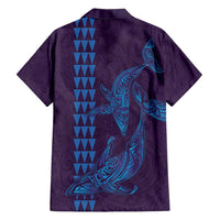 Aloha Hawaii Whale Kakau and Polynesian Tattoo Family Matching Tank Maxi Dress and Hawaiian Shirt Purple Color