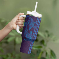 Aloha Hawaii Whale Kakau and Polynesian Tattoo Tumbler With Handle Purple Color