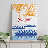 Personalised Hawaiki Nui Va'a French Polynesian Pattern Canvas Wall Art White Color