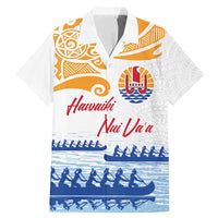 Personalised Hawaiki Nui Va'a French Polynesian Pattern Family Matching Mermaid Dress and Hawaiian Shirt White Color
