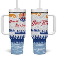 Personalised Hawaiki Nui Va'a French Polynesian Pattern Tumbler With Handle White Color LT03 One Size: 40 oz White - Polynesian Pride