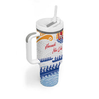 Personalised Hawaiki Nui Va'a French Polynesian Pattern Tumbler With Handle White Color LT03 - Polynesian Pride