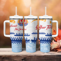 Personalised Hawaiki Nui Va'a French Polynesian Pattern Tumbler With Handle White Color LT03 - Polynesian Pride