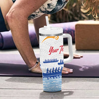 Personalised Hawaiki Nui Va'a French Polynesian Pattern Tumbler With Handle White Color LT03 - Polynesian Pride