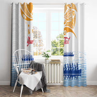 Personalised Hawaiki Nui Va'a French Polynesian Pattern Window Curtain White Color