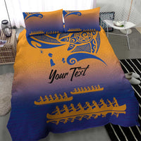 Personalised Hawaiki Nui Va'a French Polynesian Pattern Bedding Set Sunset Color