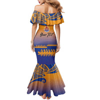 Personalised Hawaiki Nui Va'a French Polynesian Pattern Mermaid Dress Sunset Color