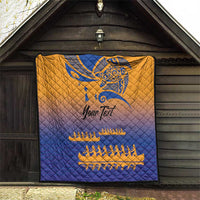 Personalised Hawaiki Nui Va'a French Polynesian Pattern Quilt Sunset Color