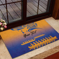 Personalised Hawaiki Nui Va'a French Polynesian Pattern Rubber Doormat Sunset Color