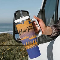 Personalised Hawaiki Nui Va'a French Polynesian Pattern Tumbler With Handle Sunset Color LT03 - Polynesian Pride