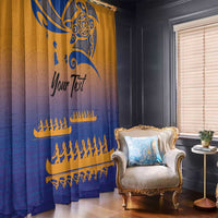 Personalised Hawaiki Nui Va'a French Polynesian Pattern Window Curtain Sunset Color