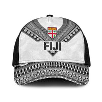 Rugby Fiji Baseball Net Cap Fijian Masi Tribal Sporty Style White Color LT03 One Size Black White - Polynesian Pride