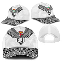 Rugby Fiji Baseball Net Cap Fijian Masi Tribal Sporty Style White Color LT03 - Polynesian Pride