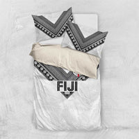 Rugby Fiji Bedding Set Fijian Masi Tribal Sporty Style White Color - Polynesian Pride