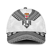 Rugby Fiji Classic Cap Fijian Masi Tribal Sporty Style White Color LT03 Universal Fit White - Polynesian Pride