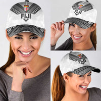 Rugby Fiji Classic Cap Fijian Masi Tribal Sporty Style White Color LT03 - Polynesian Pride