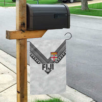 Rugby Fiji Garden Flag Fijian Masi Tribal Sporty Style White Color - Polynesian Pride