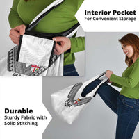 Rugby Fiji Grocery Bag Fijian Masi Tribal Sporty Style White Color - Polynesian Pride