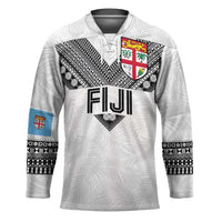 Custom Rugby Fiji Hockey Jersey Fijian Masi Tribal Sporty Style White Color - Polynesian Pride