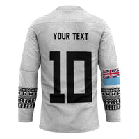 Custom Rugby Fiji Hockey Jersey Fijian Masi Tribal Sporty Style White Color - Polynesian Pride