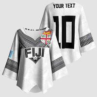 Custom Rugby Fiji Kimono Sleeve Blouse Fijian Masi Tribal Sporty Style White Color - Polynesian Pride