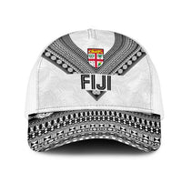 Rugby Fiji Mesh Trucker Cap Fijian Masi Tribal Sporty Style White Color - Polynesian Pride