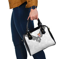 Rugby Fiji Shoulder Handbag Fijian Masi Tribal Sporty Style White Color - Polynesian Pride