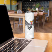 Custom Rugby Fiji Skinny Tumbler Fijian Masi Tribal Sporty Style White Color - Polynesian Pride