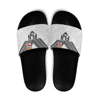 Rugby Fiji Slide Sandals Fijian Masi Tribal Sporty Style White Color - Polynesian Pride