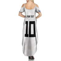Custom Rugby Fiji Summer Maxi Dress Fijian Masi Tribal Sporty Style White Color - Polynesian Pride