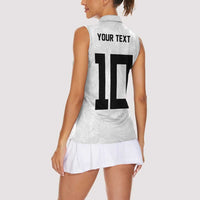 Custom Rugby Fiji Women Sleeveless Polo Shirt Fijian Masi Tribal Sporty Style White Color - Polynesian Pride