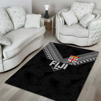 Rugby Fiji Area Rug Fijian Masi Tribal Sporty Style Black Color - Polynesian Pride