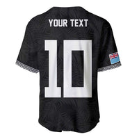 Custom Rugby Fiji Baseball Jersey Fijian Masi Tribal Sporty Style Black Color - Polynesian Pride