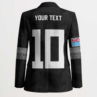 Custom Rugby Fiji Blazer Fijian Masi Tribal Sporty Style Black Color - Polynesian Pride