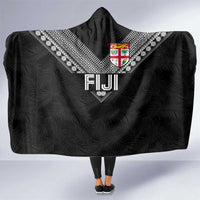 Rugby Fiji Hooded Blanket Fijian Masi Tribal Sporty Style Black Color - Polynesian Pride