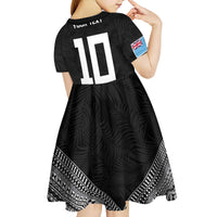 Custom Rugby Fiji Kid Short Sleeve Dress Fijian Masi Tribal Sporty Style Black Color - Polynesian Pride