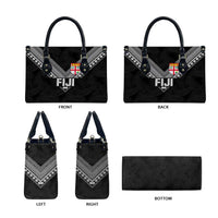 Rugby Fiji Leather Bag Fijian Masi Tribal Sporty Style Black Color - Polynesian Pride