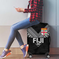 Rugby Fiji Luggage Cover Fijian Masi Tribal Sporty Style Black Color - Polynesian Pride
