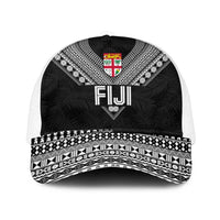 Rugby Fiji Mesh Trucker Cap Fijian Masi Tribal Sporty Style Black Color - Polynesian Pride