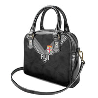 Rugby Fiji Shoulder Handbag Fijian Masi Tribal Sporty Style Black Color - Polynesian Pride