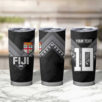 Custom Rugby Fiji Tumbler Cup Fijian Masi Tribal Sporty Style Black Color - Polynesian Pride