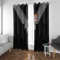 Rugby Fiji Window Curtain Fijian Masi Tribal Sporty Style Black Color - Polynesian Pride