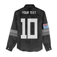 Custom Rugby Fiji Women Casual Shirt Fijian Masi Tribal Sporty Style Black Color - Polynesian Pride