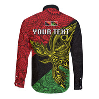 Personalised Papua New Guinea Southern Highlands Province Long Sleeve Button Shirt PNG Birds Of Paradise Polynesian Arty Style LT03 - Polynesian Pride