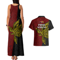 Papua New Guinea Western Province Couples Matching Tank Maxi Dress and Hawaiian Shirt PNG Birds Of Paradise Polynesian Arty Style LT03 - Polynesian Pride