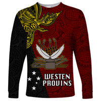 Papua New Guinea Western Province Long Sleeve Shirt PNG Birds Of Paradise Polynesian Arty Style LT03 Unisex Red - Polynesian Pride