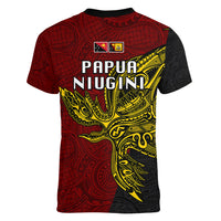 Papua New Guinea Western Province Women V Neck T Shirt PNG Birds Of Paradise Polynesian Arty Style LT03 - Polynesian Pride