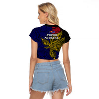 Papua New Guinea West New Britain Province Raglan Cropped T Shirt PNG Birds Of Paradise Polynesian Arty Style LT03 - Polynesian Pride