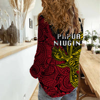 Papua New Guinea Sandaun Province Women Casual Shirt PNG Birds Of Paradise Polynesian Arty Style LT03 - Polynesian Pride